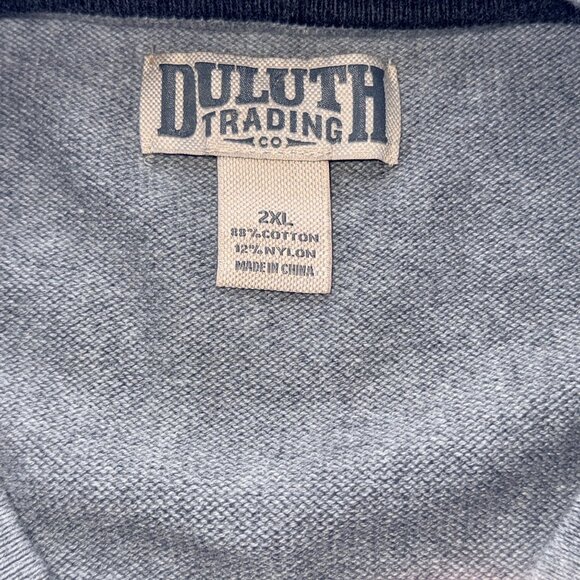 Duluth Trading Sweater Vest Mens 2XL Gray Cotton Blend VNeck Sleeveless Pullover - Picture 5 of 6